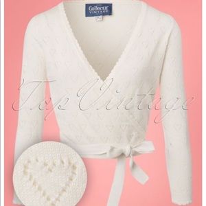 Collectif Darcy wrap cardigan in ivory, size UK 10 US 6